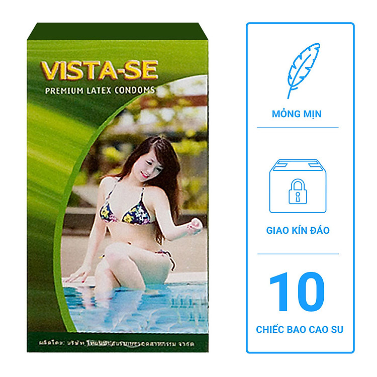 Bao cao su Vista mỏng trơn, ôm sát - Hộp 10 cái