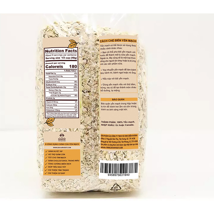Yến mạch nguyên hạt DK Harvset 500g Đảm bảo Tiết kiệm - Hình ảnh 4
