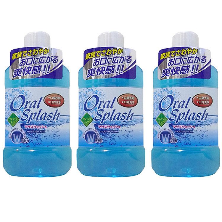 Combo 3 chai nước súc miệng hương bạc hà Oral Splash 500ml nội địa Nhật Bản
