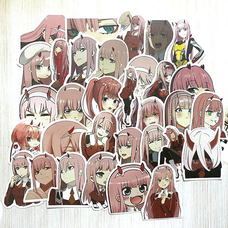 Bộ hình dán - sticker anime Zero Two - Darling in the Franxx dán trang trí laptop,máy tính bỏ túi,vali,điện thoại