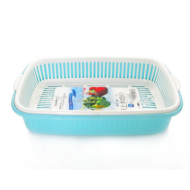 Giá đựng hoa quả 2 lớp hình chữ nhật nội địa Nhật Bản - Giao màu ngẫu nhiên