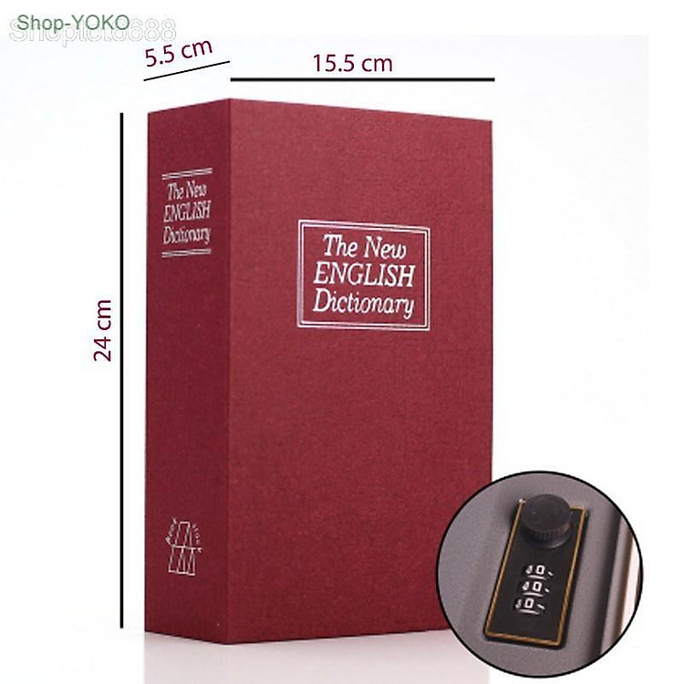 Két sắt giấu đồ hình quyển sách độc đáo, trang bị khóa số có thể thay đổi mã