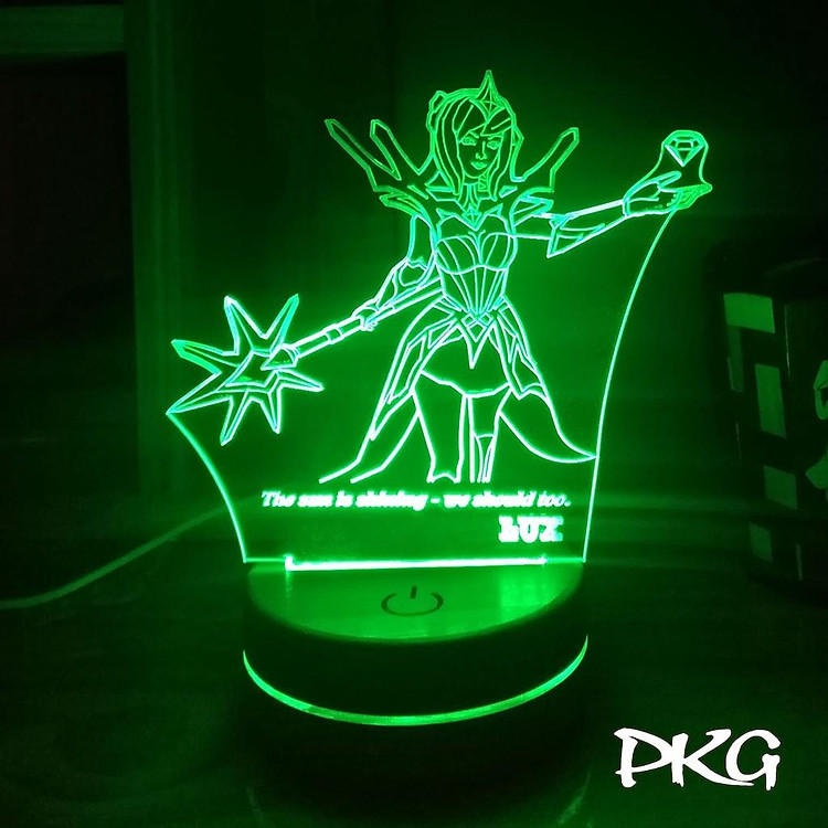 Đèn Ngủ Led 3D tướng LUX THẬP ĐẠI NGUYÊN TỐ LMHT nháy sáng 16 màu cảm ứng điều khiển từ xa