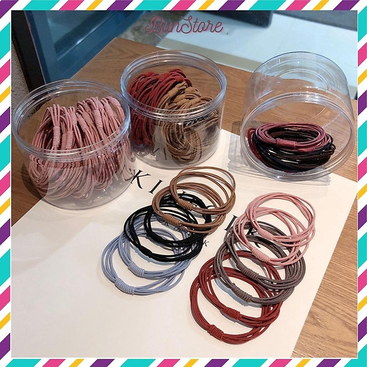 Chun buộc tóc, dây nịt cột tóc nhiều màu, set 20 dây thun buộc tóc co dãn cho nữ phong cách Hàn Quốc