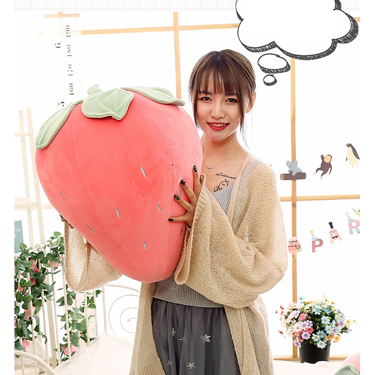 Gối ôm trái dâu siêu mềm 50cm Chính hãng Tiết kiệm - Hình ảnh 5