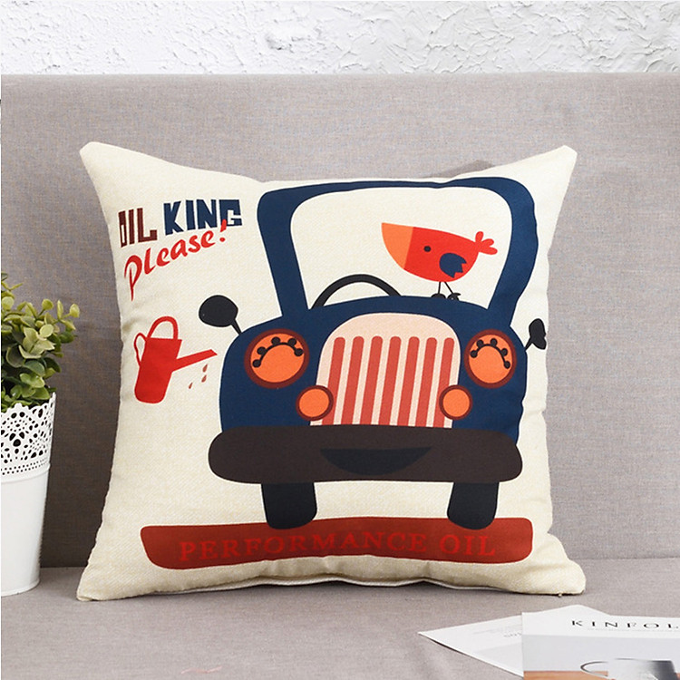 Gối Ôm Hình Vuông Sofa Tựa Lưng Họa Tiết Xinh Xắn 39x39cm