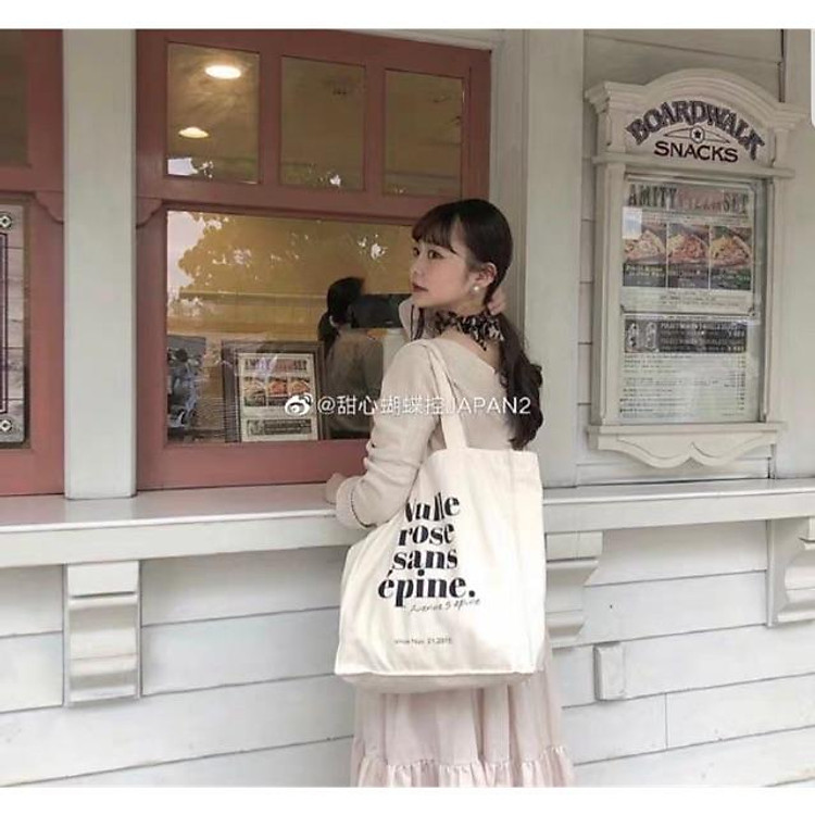 TÚI TOTE ULZZANG ĐÁY VUÔNG TRẮNG NGÀ BẢN TO HOTTREND NULLS