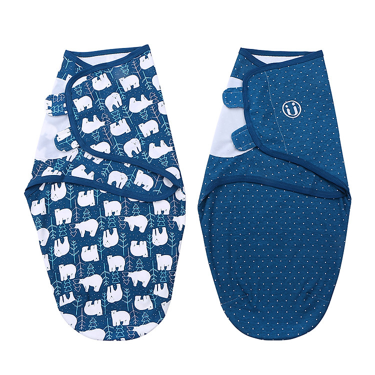 insular Baby Swaddle Wrap Blanket 2 Pack Soft Cotton Cartoon Pattern Adjustable Infant Sleeping Blankets (Large 5-7