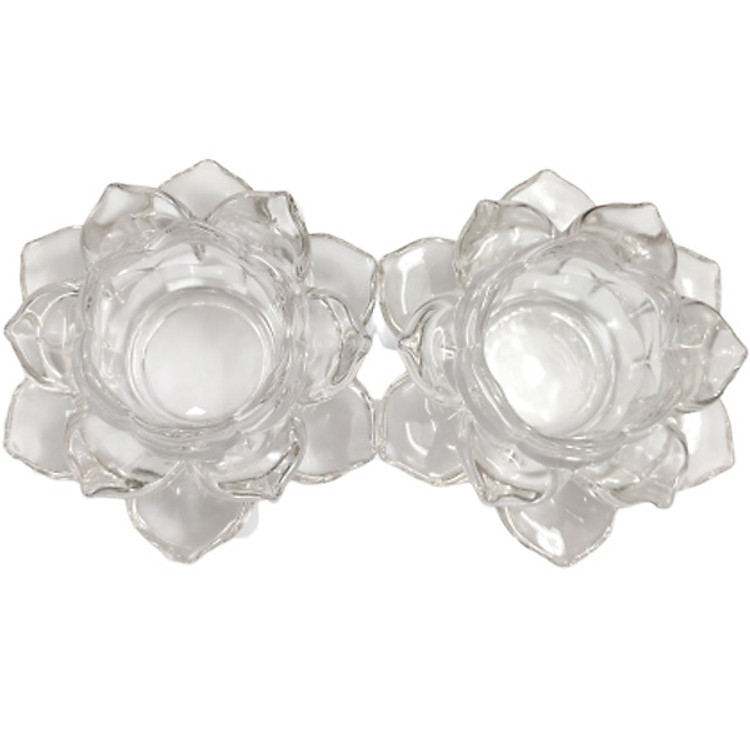 Cặp Đế Nến Thủy Tinh Cao Cấp - Chân Đựng Nến Tealight - Nhang Thiền
