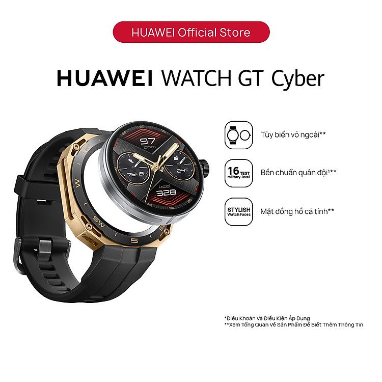 Đồng Hồ Thông Minh HUAWEI WATCH GT Cyber |Tùy Biến Vỏ Ngoài | Bền Chuẩn Quân Đội | Mặt Đồng Hồ Cá Tính | Hàng Chính Hãng