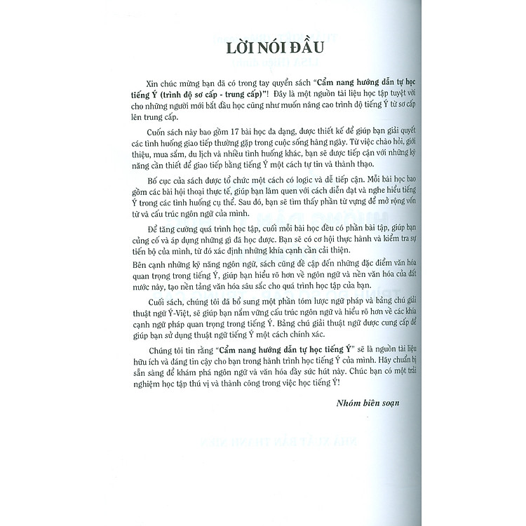 Cẩm Nang Hướng Dẫn Tự Học Tiếng Ý Trình Độ Sơ Cấp - Trung Cấp - Ảnh 5