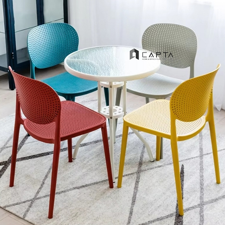 Ghế nhựa đúc xếp chồng CAT-S Nội thất Capta Ghế cafe-fastfood thân nhựa PP nguyên khối có lưng tựa không tay màu xám hoặc đỏ