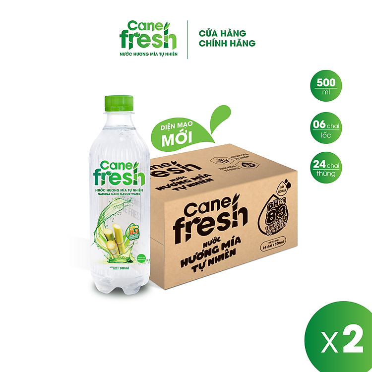 Combo 2 Thùng - Nước hương mía tự nhiên Cane Fresh 500ml 48chai/500ml/2Thùng