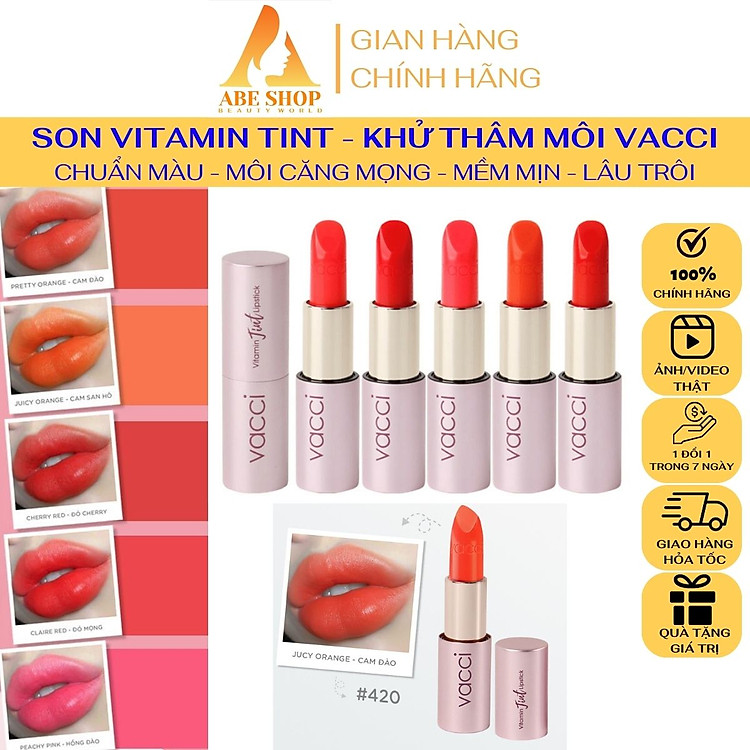 Son Dưỡng Môi VACCI - Lên Màu Đẹp - Lâu Phai - Vitamin Tint Lipstick - Môi Căng Mọng - Mượt Mà