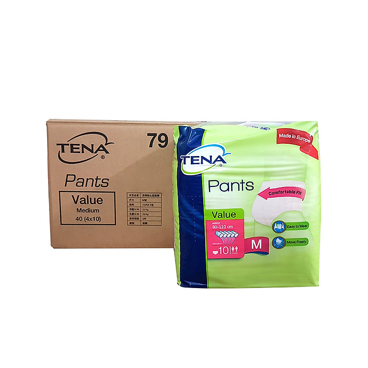 Thùng tã quần người lớn Tena Pants Value - 4 bịch/ thùng
