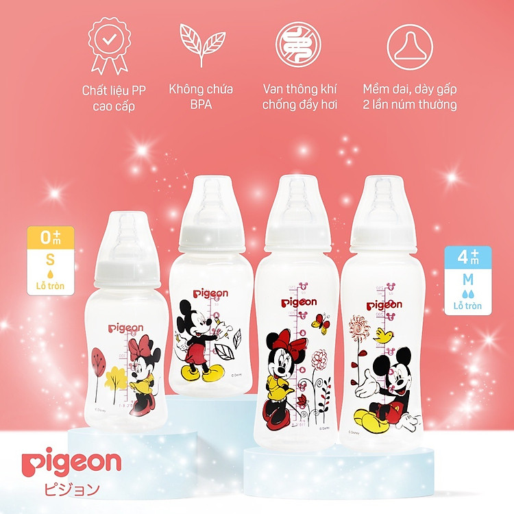Bình Sữa Pigeon Disney Chuột Minnie 150ml Uy tín Giá rẻ - Hình ảnh 2
