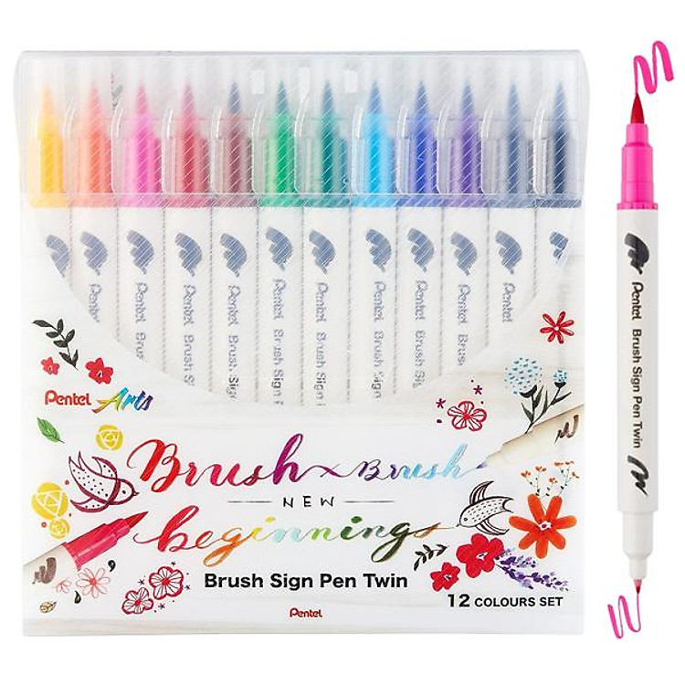 Bộ Bút Lông Màu Nước 2 Đầu Pentel Art SESW30C-12E (12 chiếc)