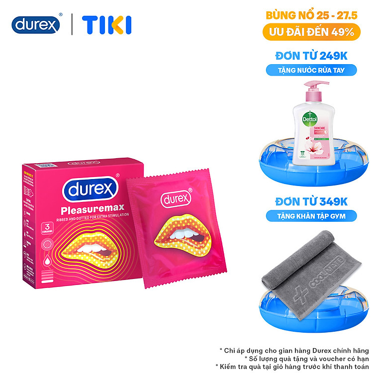 Bao cao su Durex Pleasuremax Hộp 3 Bao