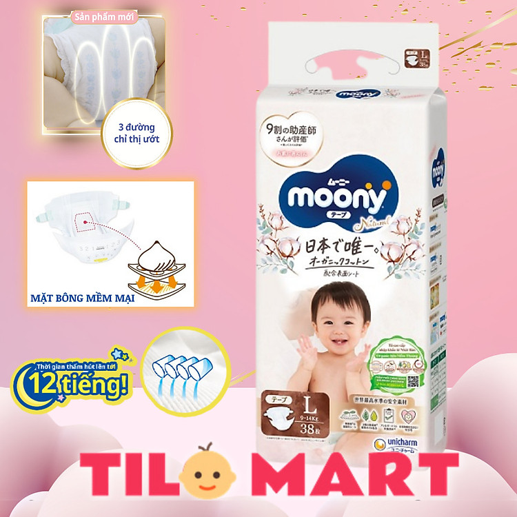 Mua Tã/Bỉm Moony Natural Size L 38 miếng Chính hãng Tiết kiệm - Hình ảnh 5