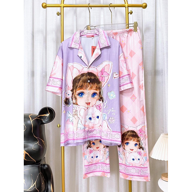 Đồ bộ vải Thun Lạnh Bigsize 60kg~85kg, Pyjama, Tay Ngắn TL_TN_12