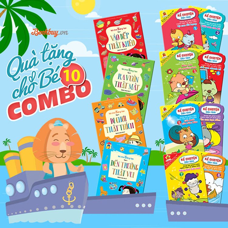 Combo Quà Tặng Cho Bé 10 (Bộ 8 Tập Kể Chuyện Dán Hình + Bộ 4 Tập Bé Chơi Sáng Tạo)