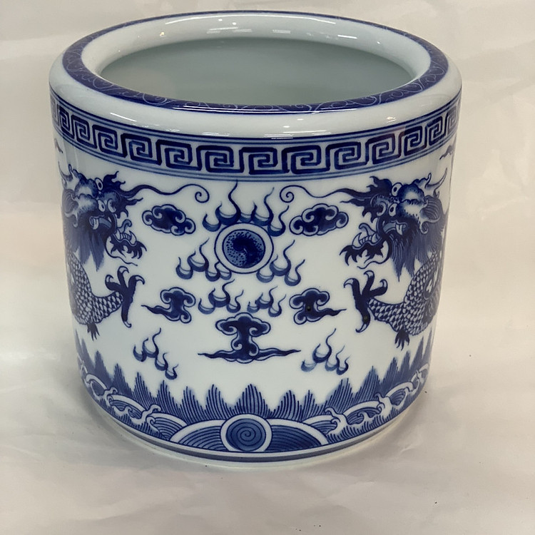 Bát hương men vẽ rồng men rong giả cổ cao