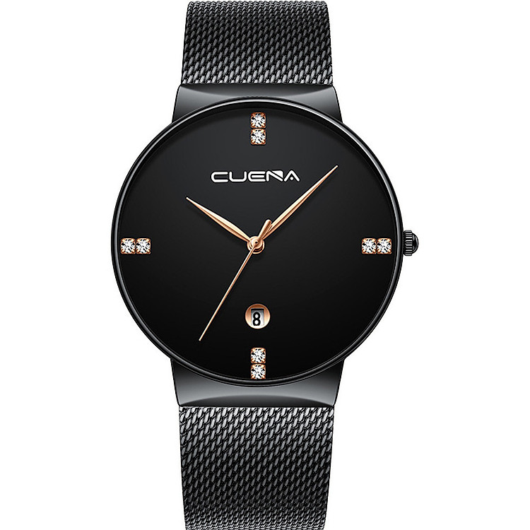 Đồng hồ Nam CUENA CU8899 Lịch ngày sang trọng mặt số đính đá dây thép MÀNH cao cấp