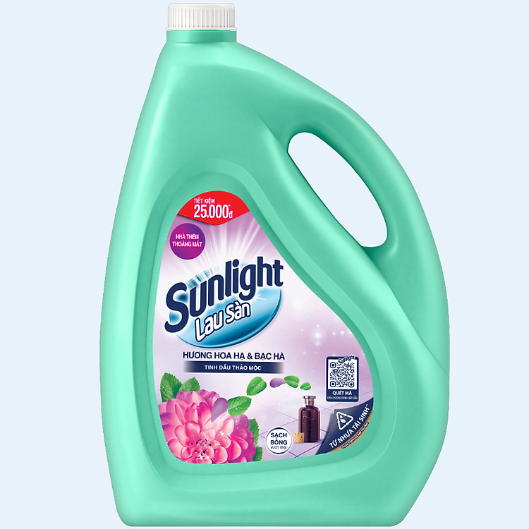 Nước Lau Sàn Sunlight Tinh Dầu Thảo Mộc Hương Hoa Hạ & Bạc Hà 3,6 Kg - Sạch Thơm Thư Thái - Nhà Thêm Trong Lành
