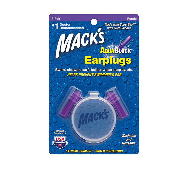 Cặp Nút Tai Silicone Chống Ồn Chống Nước Bảo Vệ Thính Giác MACK'S (22db)