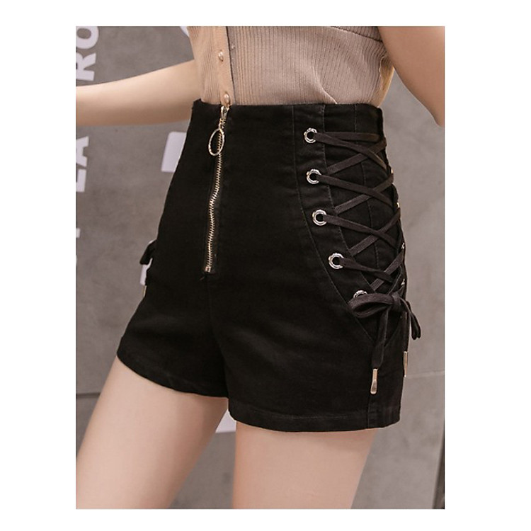 Quần short kaki dây kéo trước dây hông mt338