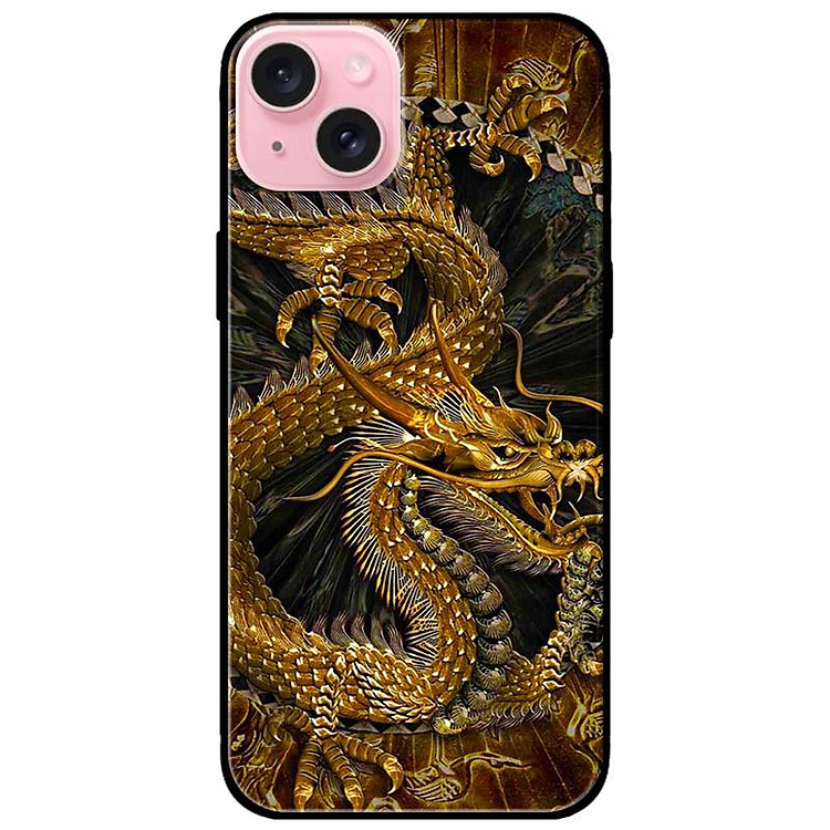 Ốp lưng dành cho Iphone 15 - Iphone 15 Plus - Iphone 15 Pro - Iphone 15 Pro Max - Rồng Nền Đen - Hàng Chính Hãng