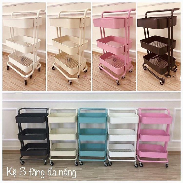 Kệ Để Đồ 3 Tầng IKEA Đựng Bỉm Sữa - Đựng Đồ Đa Năng - Có Bánh Xe