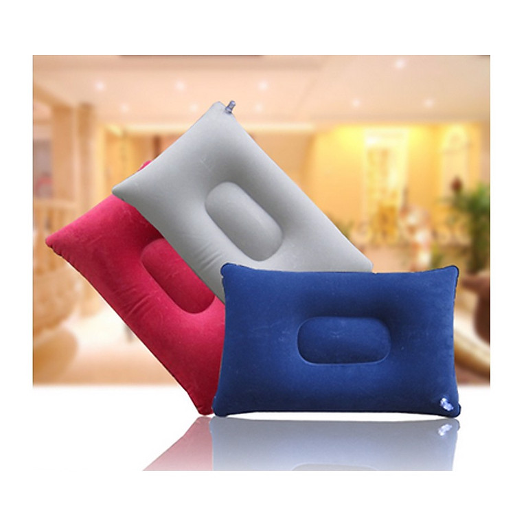 Gối Hơi Du Lịch, cắm trại, ngủ trưa văn phòng , Gối Kê Lưng , Gối Nằm - Màu Ngẫu Nhiên