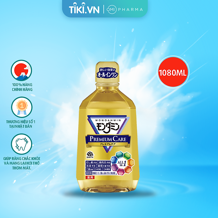 NƯỚC SÚC MIỆNG NGĂN NGỪA SÂU RĂNG, BẢO VỆ NƯỚU, LÀM THƠM MIỆNG MONDAHMIN (CHAI 1080ML)