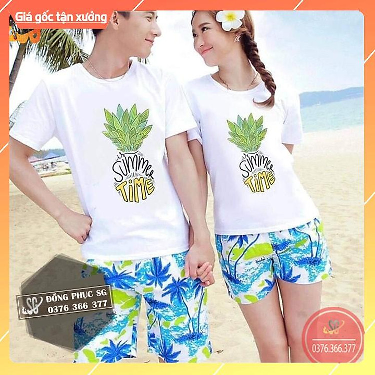 Đồ đôi đi biển nổi bật set nguyên bộ áo quần đủ size cho gia đình hội nhóm cặp đôi nam nữ DDB44 | SG