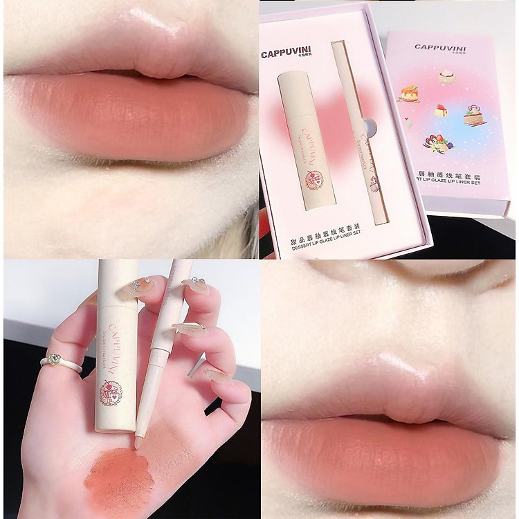 Phụ nữ thời trang Sữa bánh kem môi son bóng môi bùn mờ mờ son lót son bóng bộ chống thấm nước mờ môi bút chì son môi cô gái sinh viên