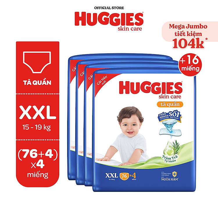 Mua Combo 4 Tã Huggies Skin Care XXL Uy tín Giá rẻ