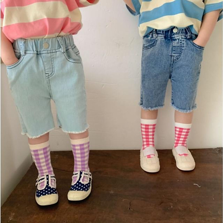 Quần short jean lửng tua rua cho bé Q669