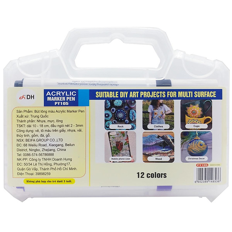 Bút Lông Màu Acrylic Marker Pen (12 chiếc) - Ảnh 4