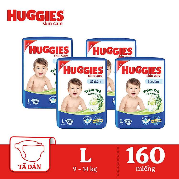 Combo 4 Tã dán Huggies Skincare Jumbo L40