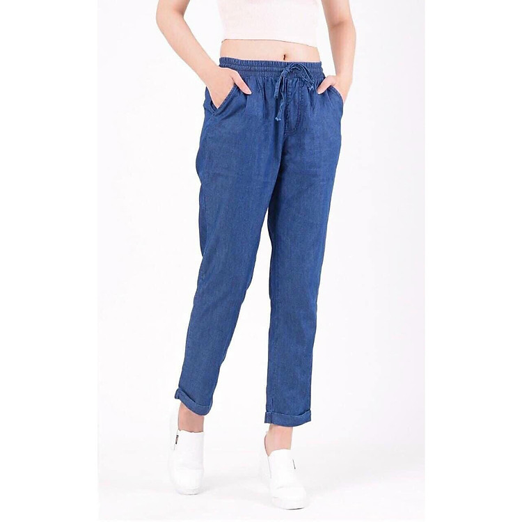 Quần denim dài lưng thun từ 45kg đến 80kg hàng siêu đẹp