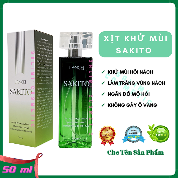Xịt Khử Mùi Hôi Nách SAKITO LANCEJ 50ml, Khử Mùi Toàn Thân, Ngăn Tiết Mồ Hôi, Lưu Hương Suốt 24H