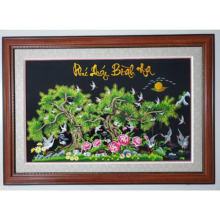 TRANH THÊU - SONG TÙNG BÁCH HẠC (TRANH TREO PHONG THỦY)
