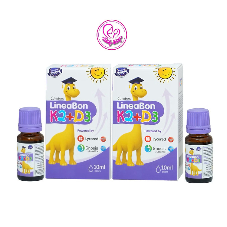 Combo 2 chai d3k2 Lineabon nhỏ giọt màu tím 10ml mẫu mới hỗ trợ bé phát triển chiều cao