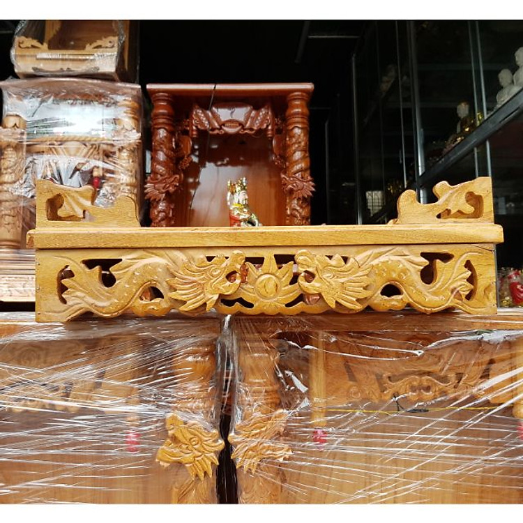 Bàn thờ treo tường gỗ căm xe mặt gõ đỏ ngang 60 cm