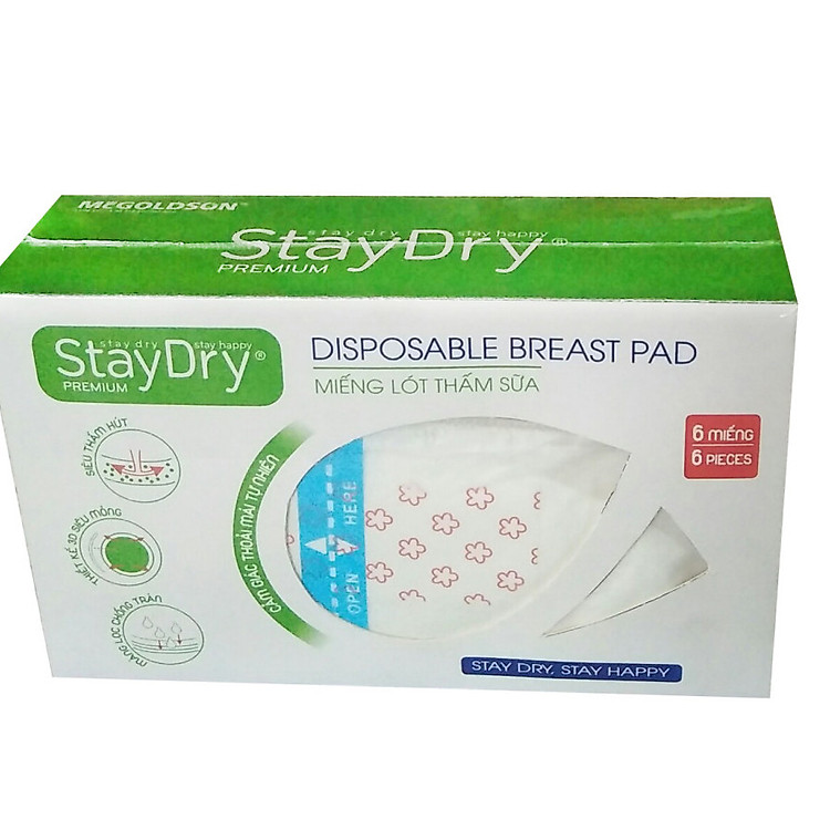 Miếng lót thấm sữa StayDry Premium (6 miếng/hộp)