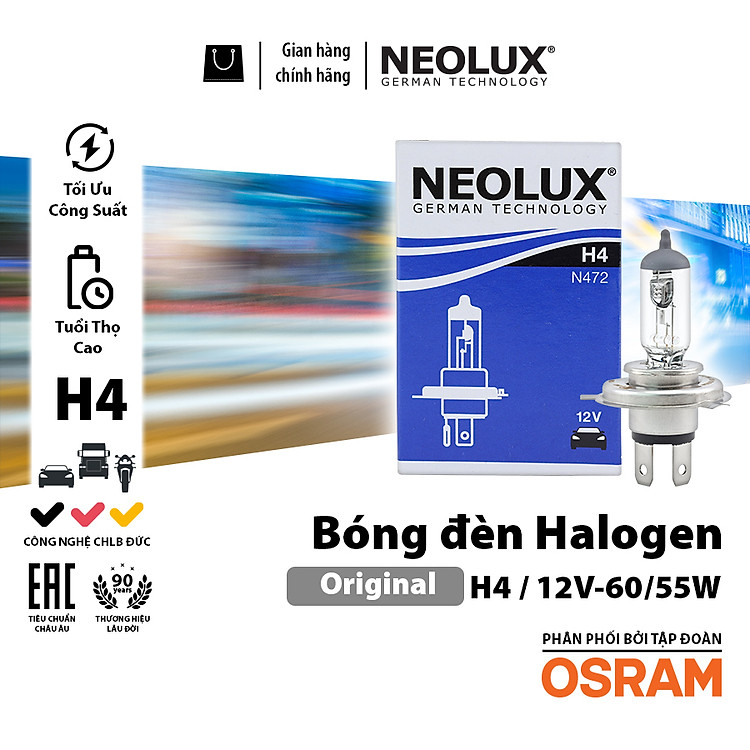Bóng Đèn Halogen Original OSRAM NEOLUX Dùng Cho Xe Ô Tô Xe Máy Chân H1 H3 H4 H7 H8 H11 HB3 HB4 - Nhập Khẩu Chính Hãng
