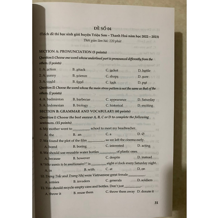 Tuyển chọn đề thi học sinh giỏi Tiếng Anh lớp 6 - Ảnh 4