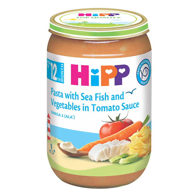 Dinh Dưỡng Đóng Hộp Mì Bẹt, Cá Hồi Sốt Cà Chua HiPP 220g - 6823