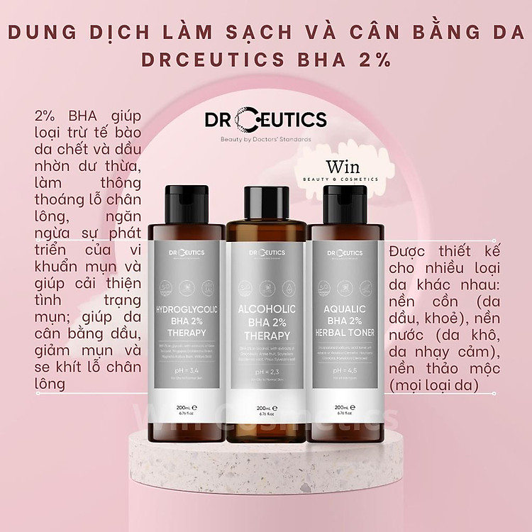 Toner DrCeutics 2% BHA làm sạch và cân bằng da